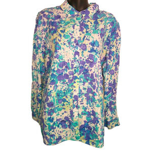 White Stag Long Sleeve, Roll-up, Button-down Floral Blouse Women's XXL 20